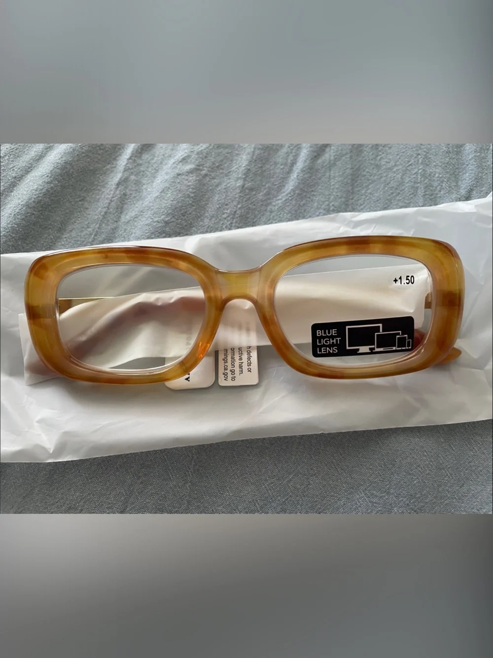 NWT Anthropologie I-SEA Rectangle Blue Light Bronze Readers 1.5X